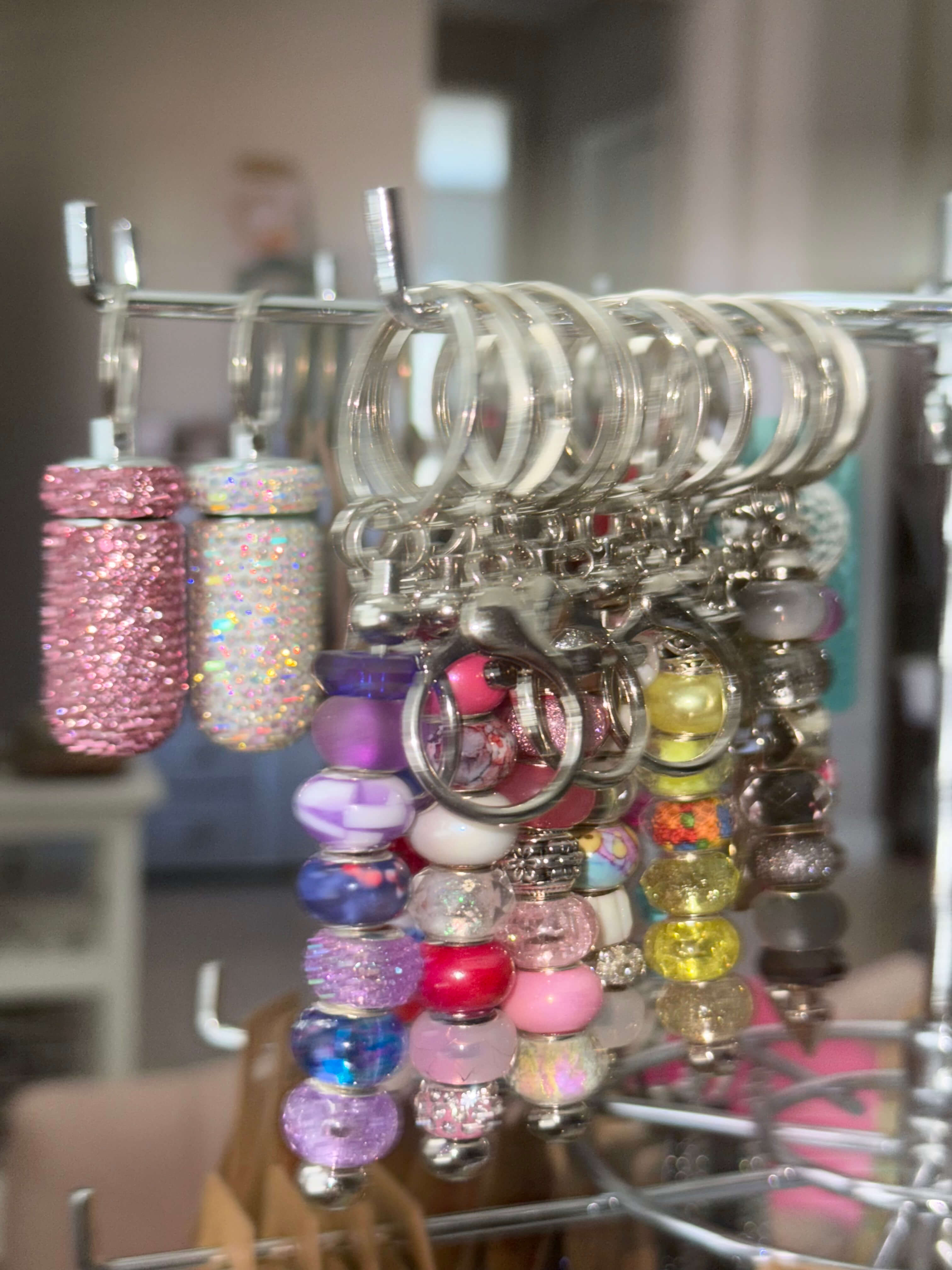 A gathering of handmade keychains